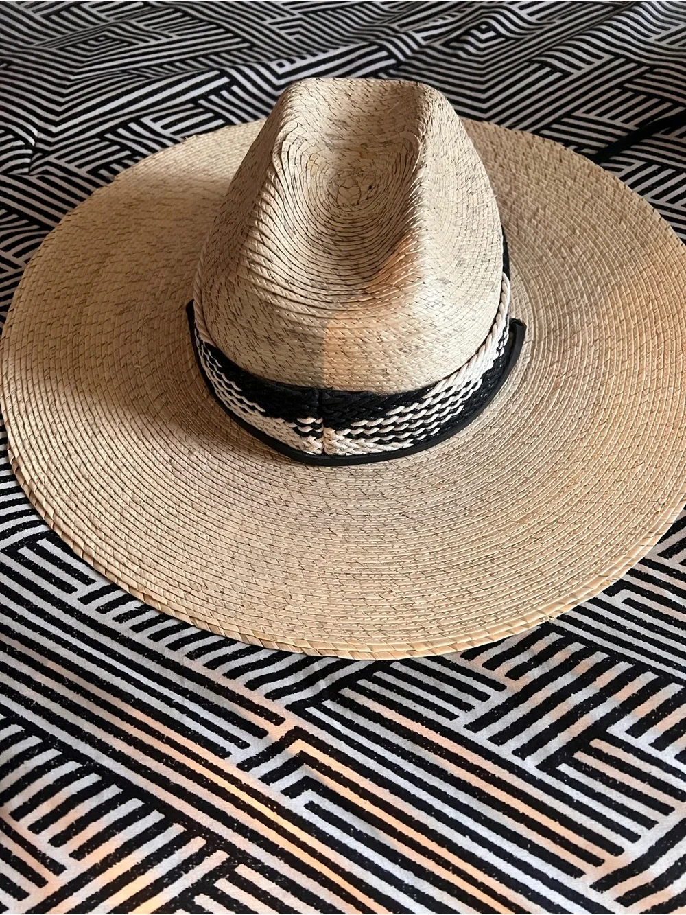 Surfer Boi Straw Wide-Brim Hat with Black Trim